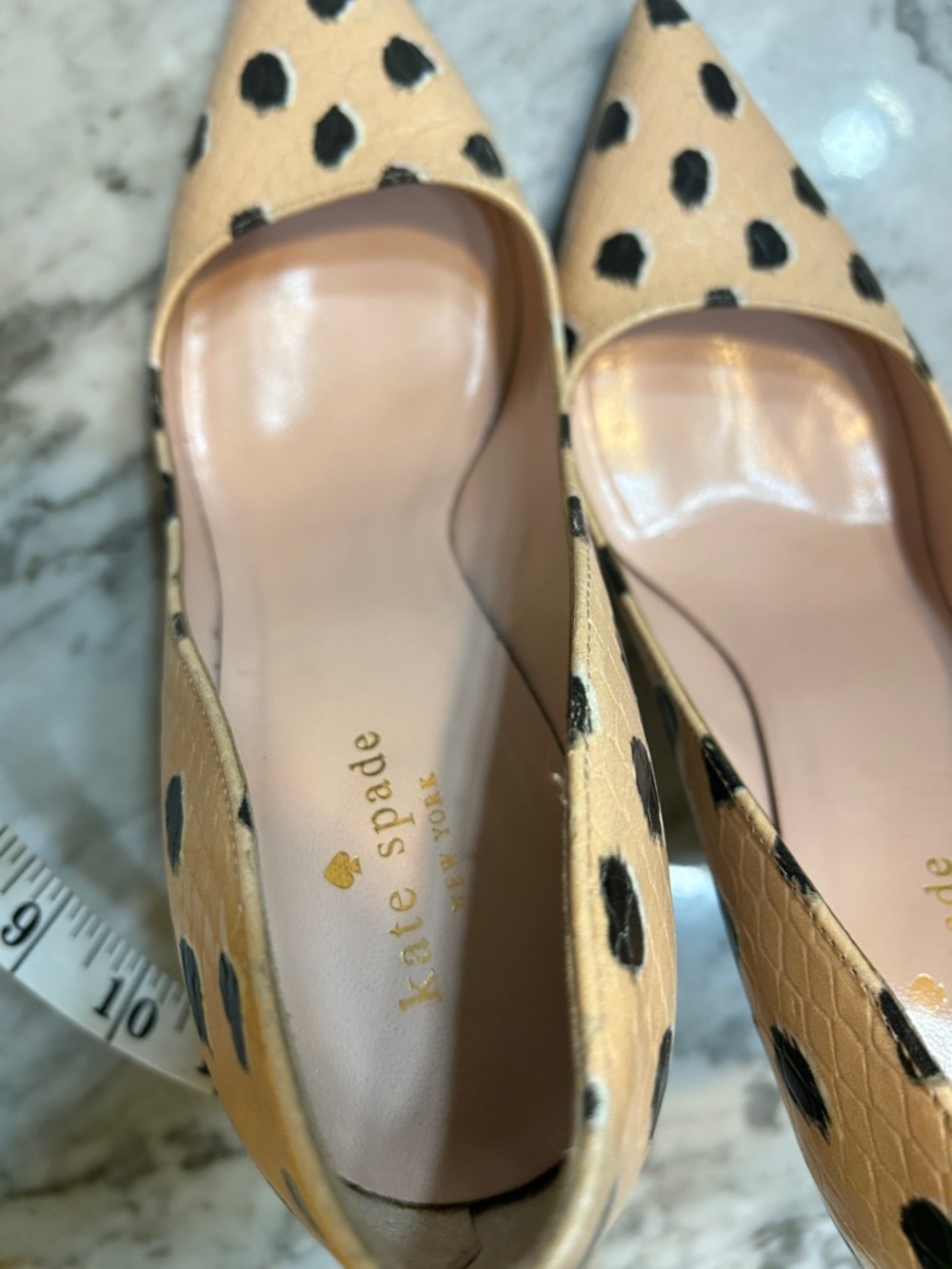 kate spade Tan and Black Leopard-Spot Pointed Toe Pumps - Picture 9 of 10